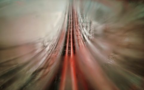 POV on a rollercoaster, blurred to indicate speed and motion