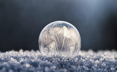 macro view of a frozen drop of water